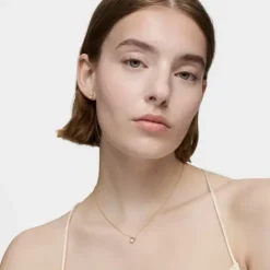 Short gold and rock crystal quartz Necklace Color Pills