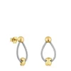 Short gold and steel Earrings Mesh Tube