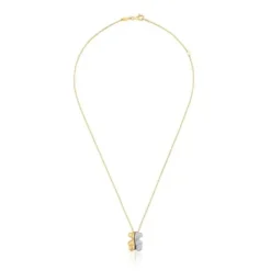 Short gold and white gold double bear Necklace with diamonds Bold Bear
