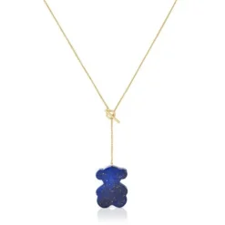 Short gold bear Necklace with lapis lazuli TOUS 1950