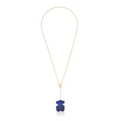 Short gold bear Necklace with lapis lazuli TOUS 1950