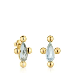 Short heart Earrings with 18kt gold plating over silver and topaz Sugar Party