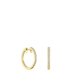 Short hoop Earrings in gold with 12.5 mm diamonds Les Classiques