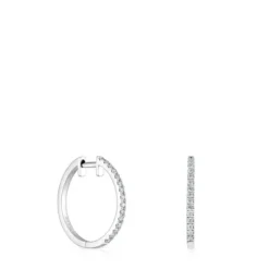 Short hoop Earrings in white gold with 14.5 mm diamonds Les Classiques