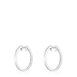 Short hoop Earrings in white gold with 14.5 mm diamonds Les Classiques