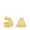 Short Hoop earrings with 18kt gold plating over silver TOUS Grain