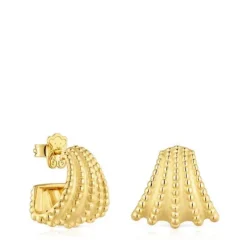Short Hoop earrings with 18kt gold plating over silver TOUS Grain