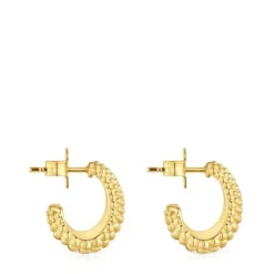 Short Hoop earrings with 18kt gold plating over silver TOUS Grain