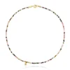 Short 18kt gold plating over silver Necklace with tourmalines Bold Bear