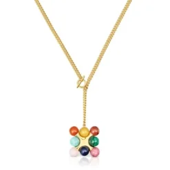 Short 18kt gold plating over silver Necklace with multicolored gemstones TOUS X LEA COLOMBO