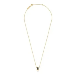 Short 18kt gold plating over silver with onyx bear motif Necklace Color Bear