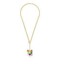 Short 18kt gold plating over silver Necklace with multicolored gemstones TOUS X LEA COLOMBO