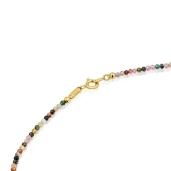 Short 18kt gold plating over silver Necklace with tourmalines Bold Bear