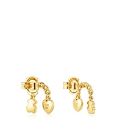 Short 18kt gold plating over silver Earrings with motifs Bold Motif