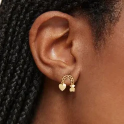Short 18kt gold plating over silver Earrings with motifs Bold Motif