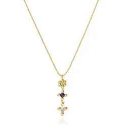 Short 18 kt gold-plated silver Necklace with gemstones Sugar Party