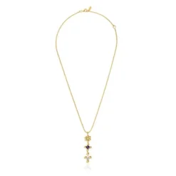 Short 18 kt gold-plated silver Necklace with gemstones Sugar Party