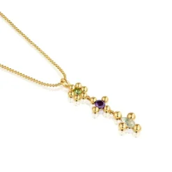 Short 18 kt gold-plated silver Necklace with gemstones Sugar Party