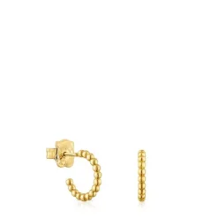 Short 15 mm ball Hoop earrings with 18kt gold plating over silver TOUS Basics