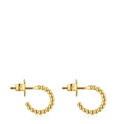 Short 15 mm ball Hoop earrings with 18kt gold plating over silver TOUS Basics