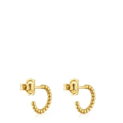 Short 15 mm ball Hoop earrings with 18kt gold plating over silver TOUS Basics