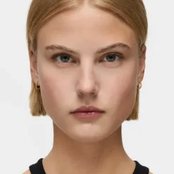 Short 15 mm ball Hoop earrings with 18kt gold plating over silver TOUS Basics