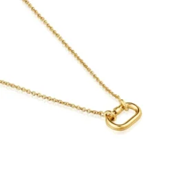 Short Necklace with 18kt gold plating over silver with ring Hold Oval