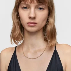 Short Necklace with 18kt gold plating over silver and round rings Bold Bear