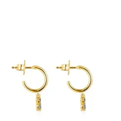 Short Nocturne bear Earrings in Silver Vermeil with Diamonds