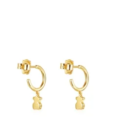 Short Nocturne bear Earrings in Silver Vermeil with Diamonds