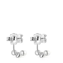 Short Nocturne Silver Earrings with Pearls