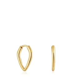 Short, pointed Hoop earrings in 18 kt gold plating over silver TOUS Basics