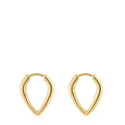 Short, pointed Hoop earrings in 18 kt gold plating over silver TOUS Basics