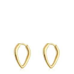Short, pointed Hoop earrings in 18 kt gold plating over silver TOUS Basics