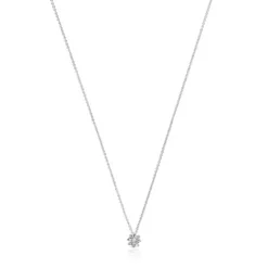 Short rosette Necklace in white gold with 0.10 ct diamond Les Classiques
