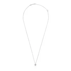 Short rosette Necklace in white gold with 0.10 ct diamond Les Classiques