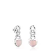Short silver and chalcedony heart Earrings Bold Motif