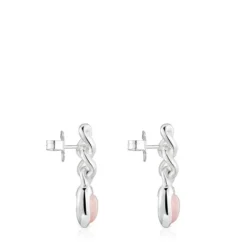 Short silver and chalcedony heart Earrings Bold Motif