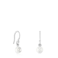 Short Silver and Pearl Icon Pearl Earrings