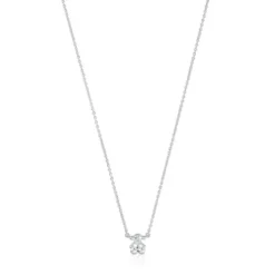Short silver and rock crystal quartz bear motif Necklace Color Bear