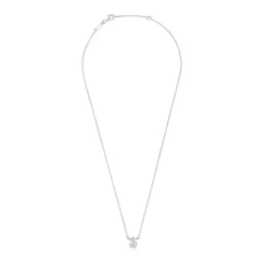 Short silver and rock crystal quartz bear motif Necklace Color Bear