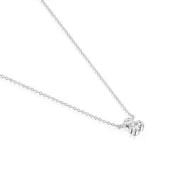 Short silver and rock crystal quartz bear motif Necklace Color Bear
