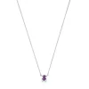 Short silver bear motif chain Necklace with lilac lab-grown sapphires Color Bear LGG