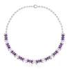 Short silver bear motif Necklace with lilac lab-grown sapphires Color Bear LGG