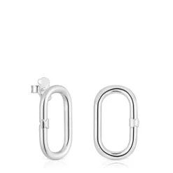 Short silver Earrings Hold Oval