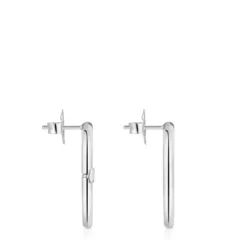 Short silver Earrings Hold Oval