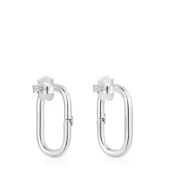 Short silver Earrings Hold Oval