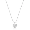 Short silver flower and cultured pearl Necklace Sugar Party