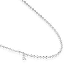 Short silver Necklace with thick round rings Bold Bear
