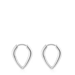 Short silver pointed Hoop earrings Basics